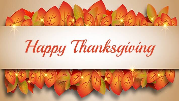 Happy Thanksgiving banner with fall leaf border 