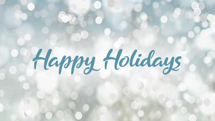 Happy Holidays banner with snowy background