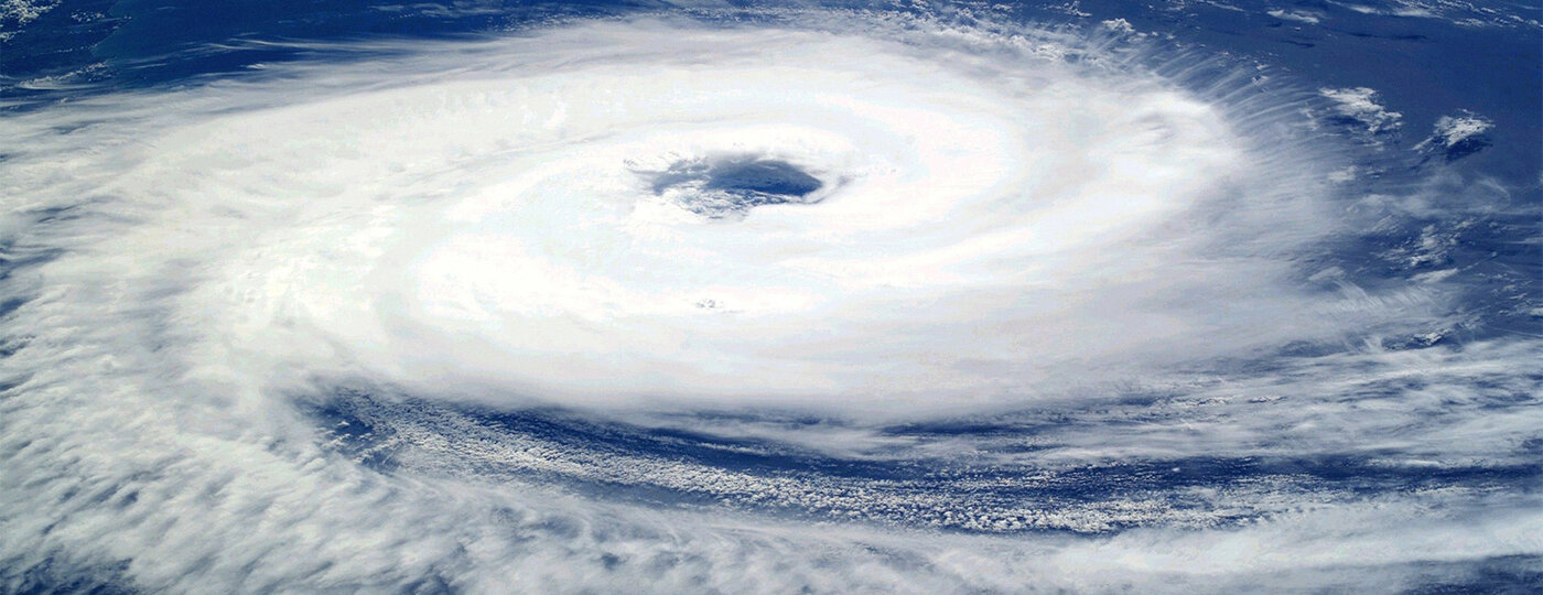 The eye of a hurricane from space.