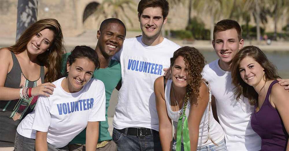 A group of volunteers standing together.