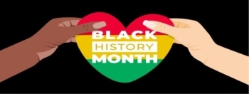 Two hands holding a heart with the text Black History Month.