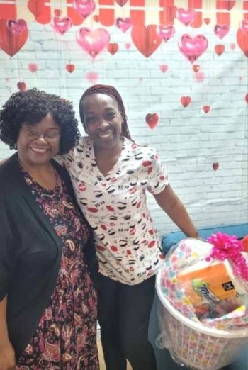 Two ladies, one a winner of the valentines giveaway.