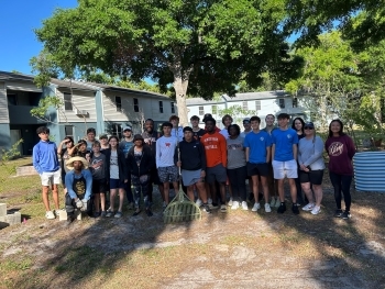 Lineup of people in the Community Garden