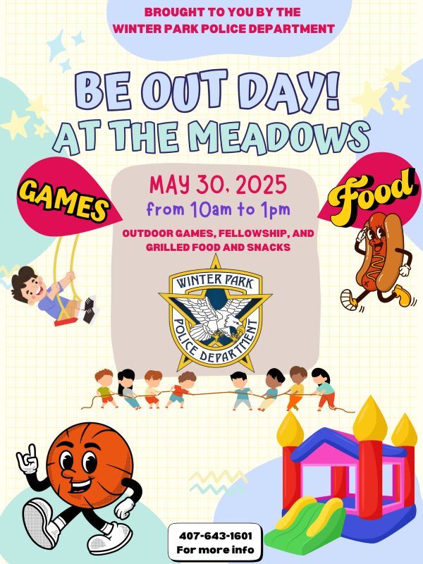 Be Out Day! Flyer. All information from this flyer is listed below.