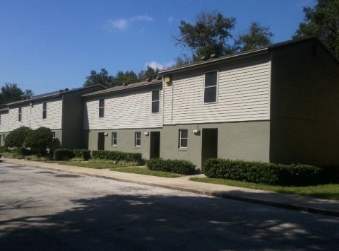 A view of the entrance of the Meadows Apartments.