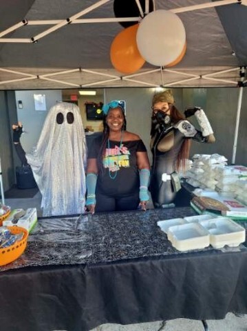 Ghost posing next to two other people. 