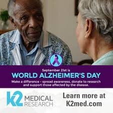 Two people looking at each other promoting World Alzheimer's Day.