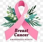 Flowers with a breast cancer ribbon and the text, Breast Cancer Awareness Month. .